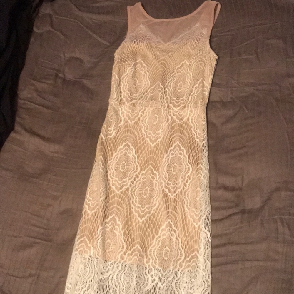 Tan and white dress